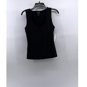 SCOOP Women's Black Scoop-Neck Rib Knit Sleeveless Top SZ S